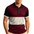 thumbnail image 2 of Trendy Mens Polo Shirt Short Sleeve Half Zipper Color Block Polo Contrast Color Slim Fit Casual Shirts, 2 of 4