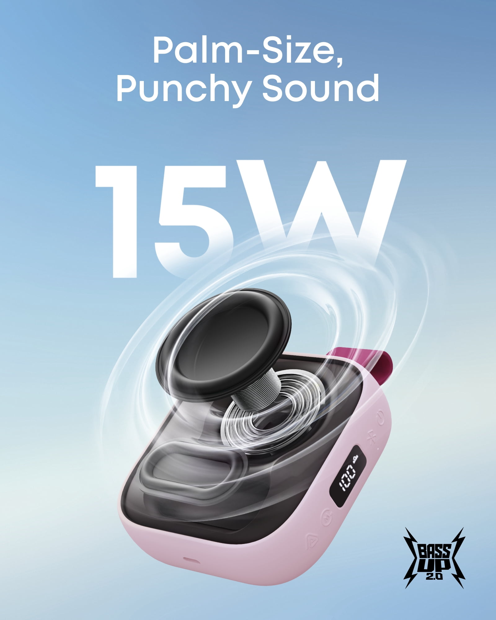 Soundcore Boom Go 3i by Anker Portable Speaker, 15W Punchy Sound, 24H Playtime, Bluetooth 6.0, BassUp 2.0, IP68, Emergency Charging for Hiking/Cycling/Camping