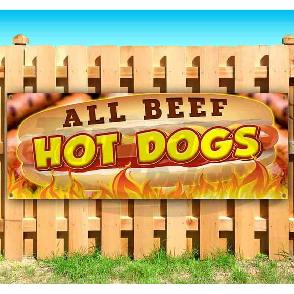 All Beef Hot Dogs 13 oz Vinyl Banner With Metal Grommets