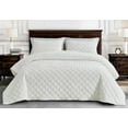 thumbnail image 2 of Chezmoi Collection Lux Cream White Velvet Quilt Queen Set, 3-Piece Lush Plush Distressed Velvet Bedding All Season Lightweight Bedspread Brushed Microfiber Reverse with Diamond Stitch Quilting, 2 of 9