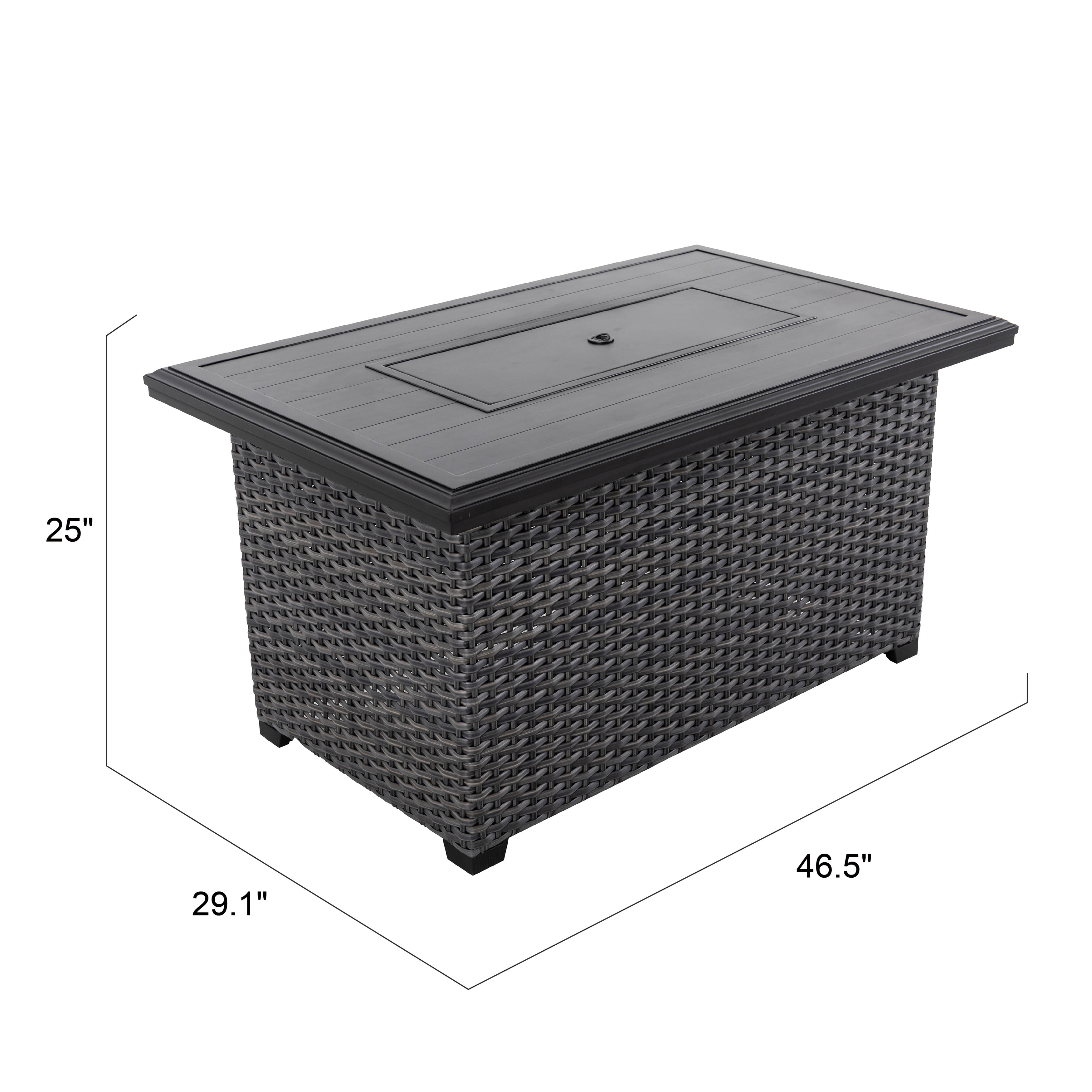 Nuu Garden Aluminum Rattan Fire Pit Table with a Side Door