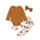 thumbnail image 1 of Gibobby Conjunto de sudadera para niña Trajes de pantalones con volantes, mono de manga para bebé + conjuntos y conjuntos florales para niñas(Marrón, 9-12 Meses), 1 of 5