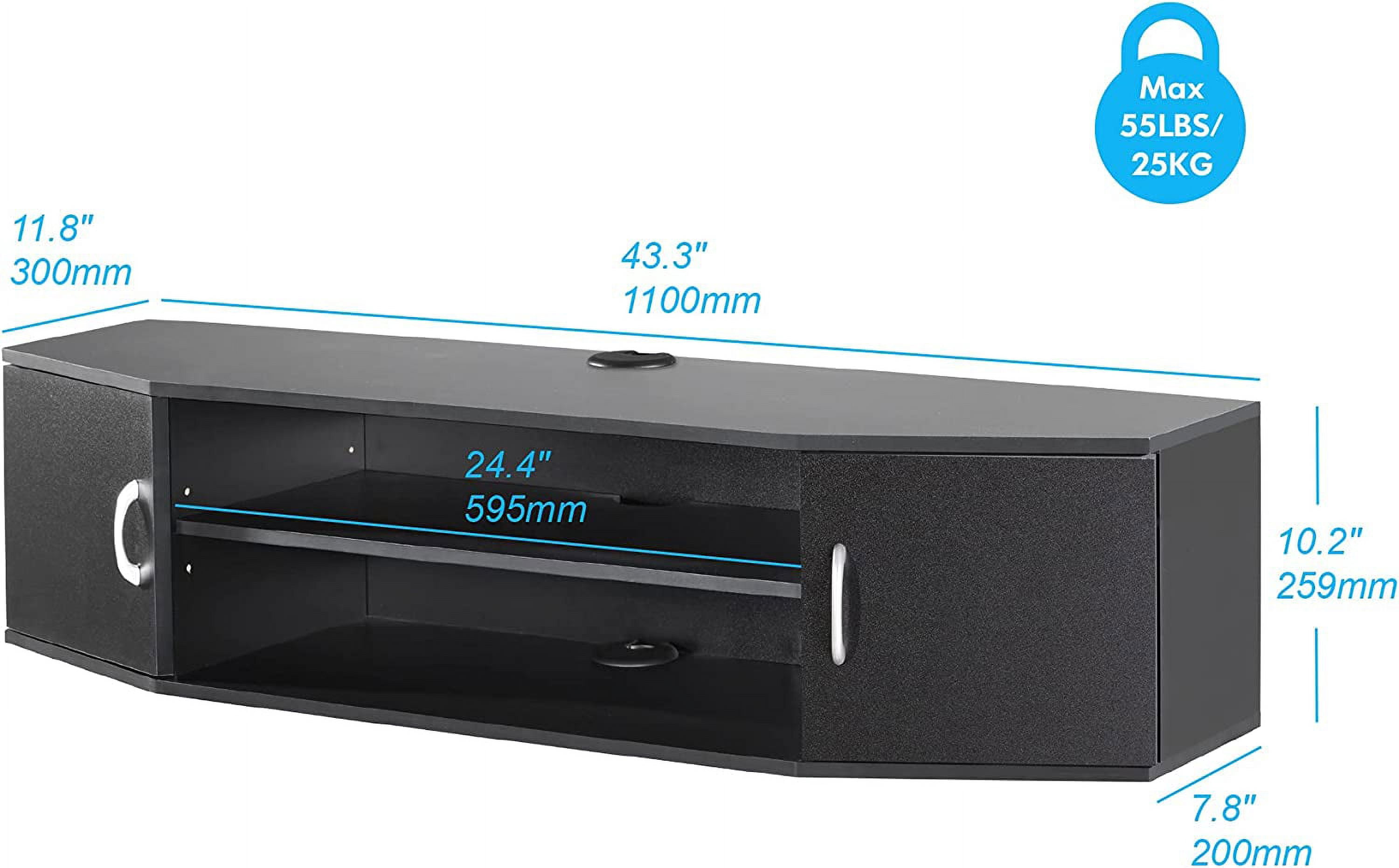 FITUEYES Floating TV Stand with Colorful LED Light, Wall Mounted TV Shlef, Entertainment Center Console Stand with Storage Cabinets for Living Room Bedroom