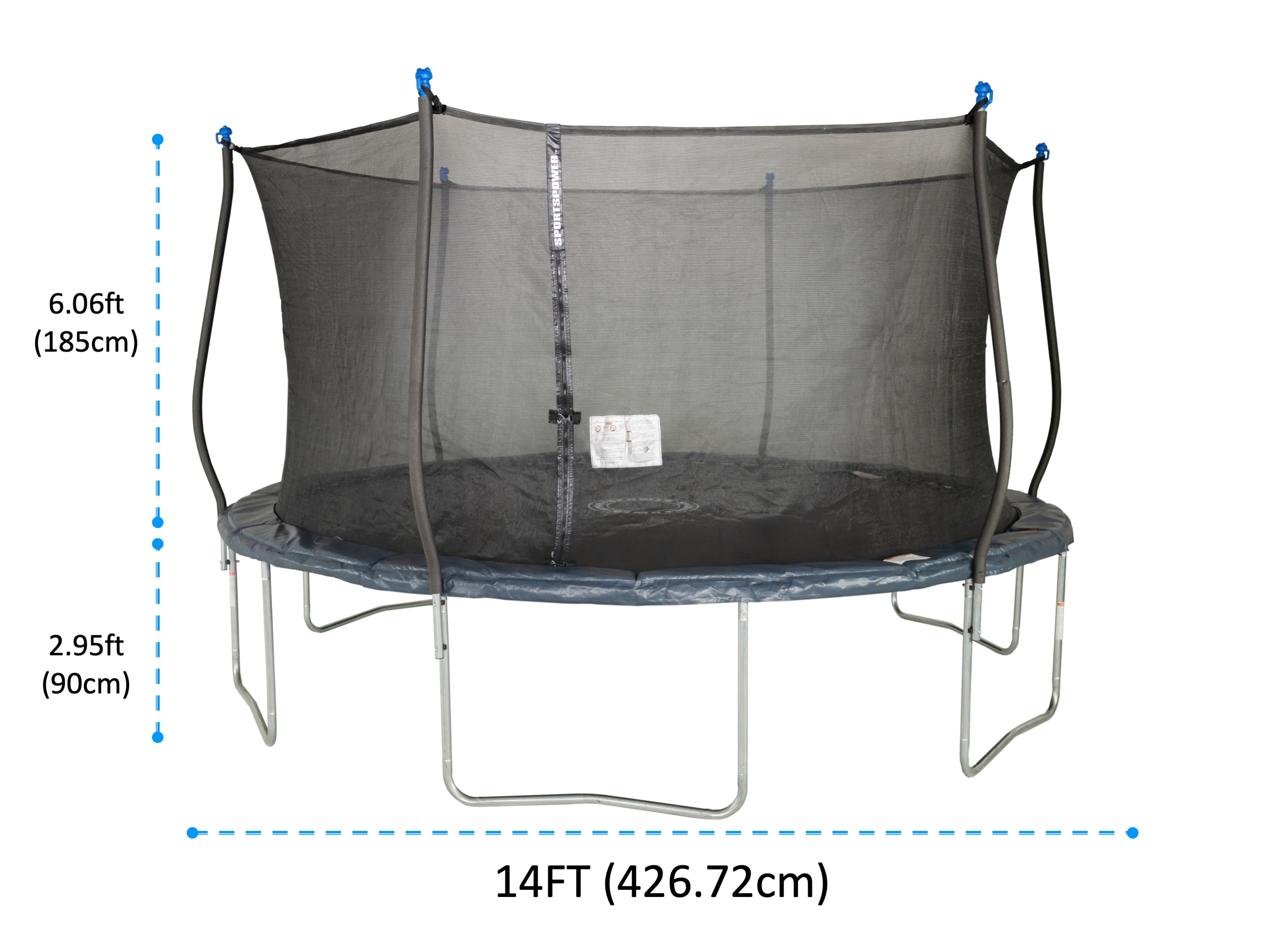 Bounce Pro 14 Foot Trampoline Classic Safety Enclosure Midnight