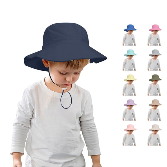 Oiyii Newborn Boys Chin‑Strap Bucket Hat Solid Caps Outdoor Headwear Fishman Cap, Navy