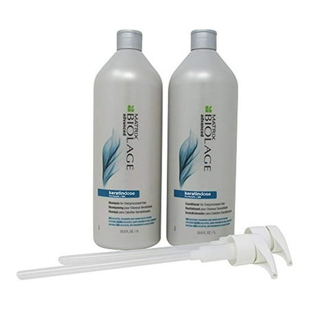 Bundle-4 Items : Matrix Biolage Advanced Keratindose Pro-Keratin Silk Wash and Rinse, 33.8 Oz each & 2 Liter