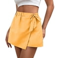 thumbnail image 4 of PBFRDSJ Womens Striped Shorts A-Line Wrap Mini Skirt with Side Tie Detail Summer Casual Beach Lounge Loose Fit Skirts, 4 of 6