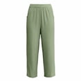 thumbnail image 4 of Audhol Pull Up Pants for Women Elastic Waist Women's Daily Elastic Waist Straight Solid Color Palazzo Pants Casual Wide Leg Long Lounge Pant Trousers Wide Leg Pants Woman Light Green S, 4 of 5