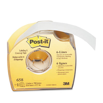 Post-It Labeling And 2-Line Cover-Up Tape 1/3" X 700" Roll Non-Refillable 