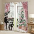 thumbnail image 2 of Manfei Pink Christmas Tree Black Out Curtains for Kids, Cartoon Princess Curtains Pack of 2 (42x63 Each), Western Retro Piano Bedroom Curtains, Curtains Blackout Room Decor, 2 of 6
