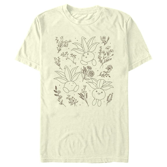 Men's Pokemon Oddish Floral Doodles Graphic Tee Beige X Large