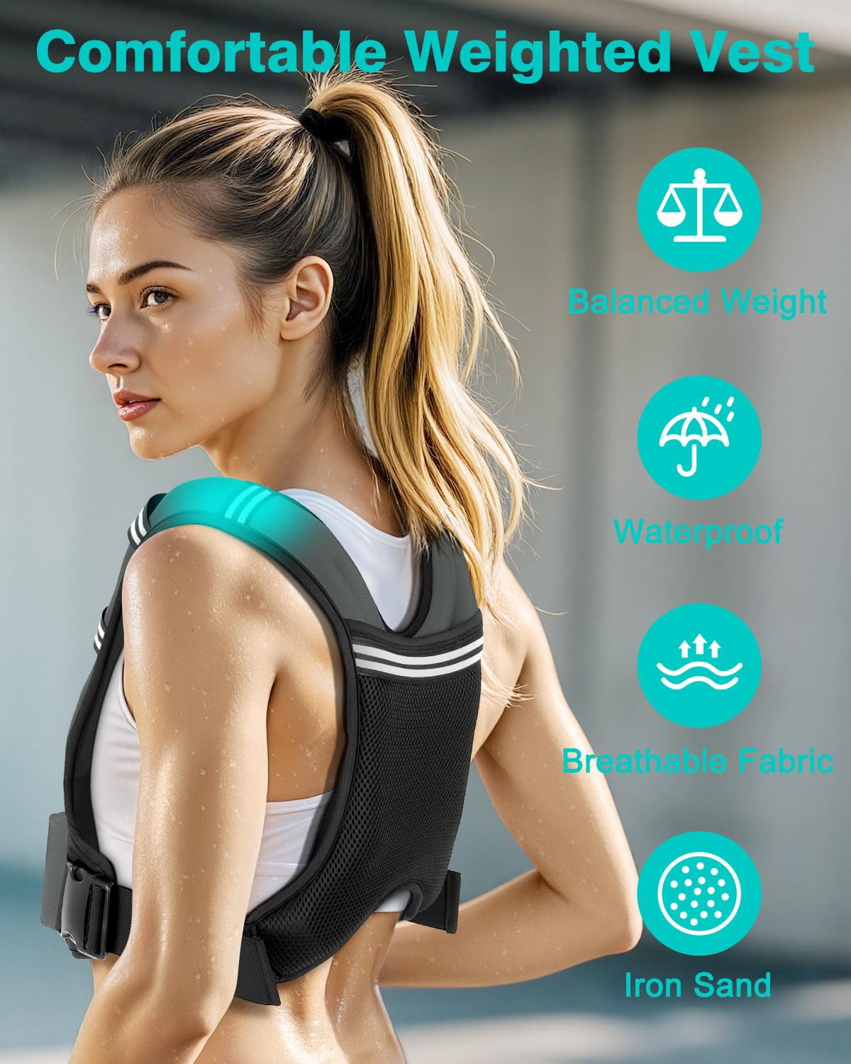 Weighted Vest Grey 16 lb Workout Running Walking