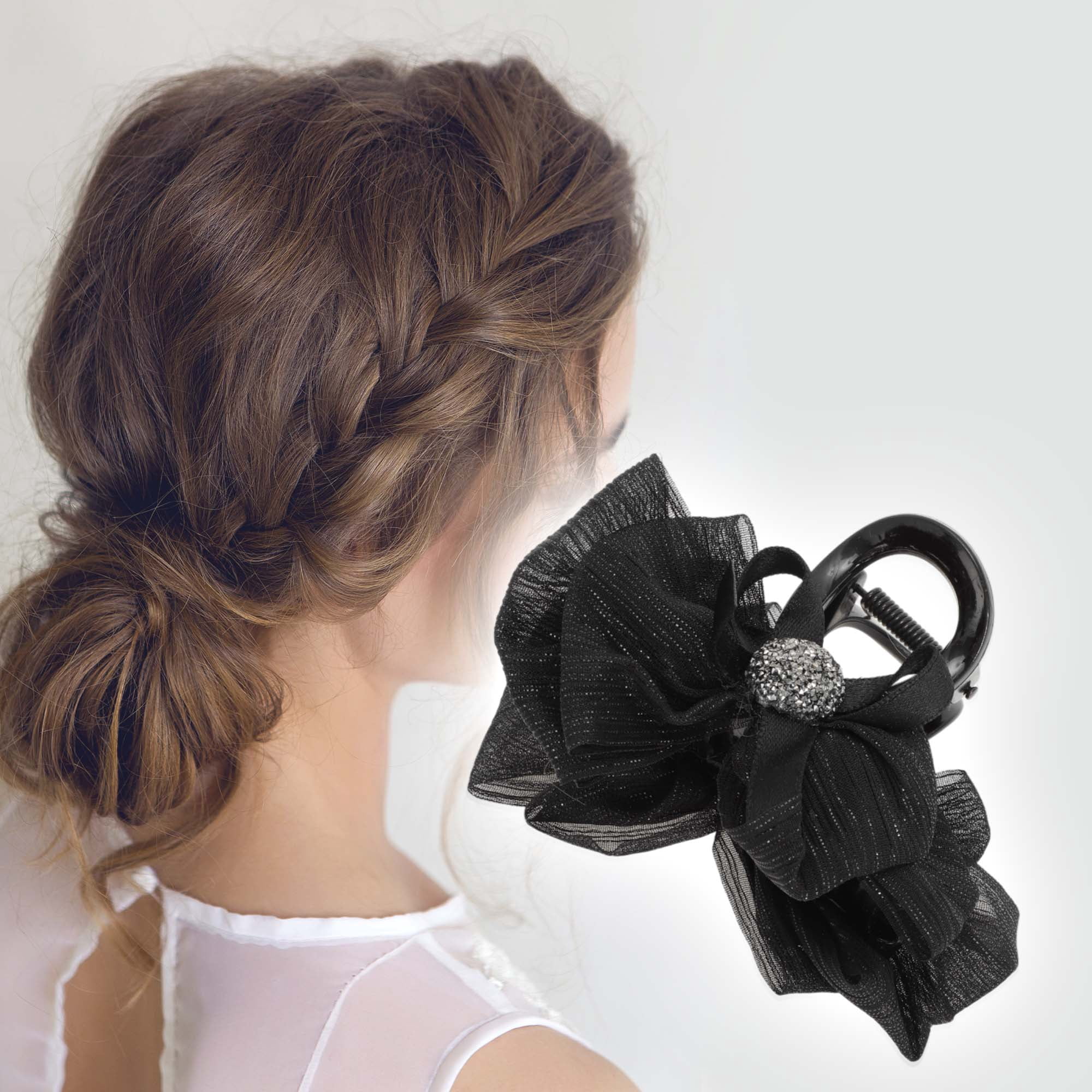 Unique Bargains Fashion Bow Hair Clips Coffee Color Black Wine Red 3 Pcs
