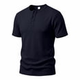 thumbnail image 6 of Liweisiy Men's Textured Henley T-Shirt Short Sleeve Notch Neck Solid Color Tees Casual Athletic Summer Tops Navy L, 6 of 10