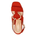 thumbnail image 3 of ALFANI Womens Red Circle Hardware Detail Cushioned Strappy Gwenna Square Toe Block Heel Buckle Leather Slingback Sandal 7.5 M, 3 of 4