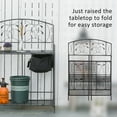 thumbnail image 4 of Outsunny Folding Potting Bench Table, Metal Garden Workstation, Work Bench with Large Built-in Bag with Cover, 5 Hanging Hooks & Storage Shelf,, 4 of 9