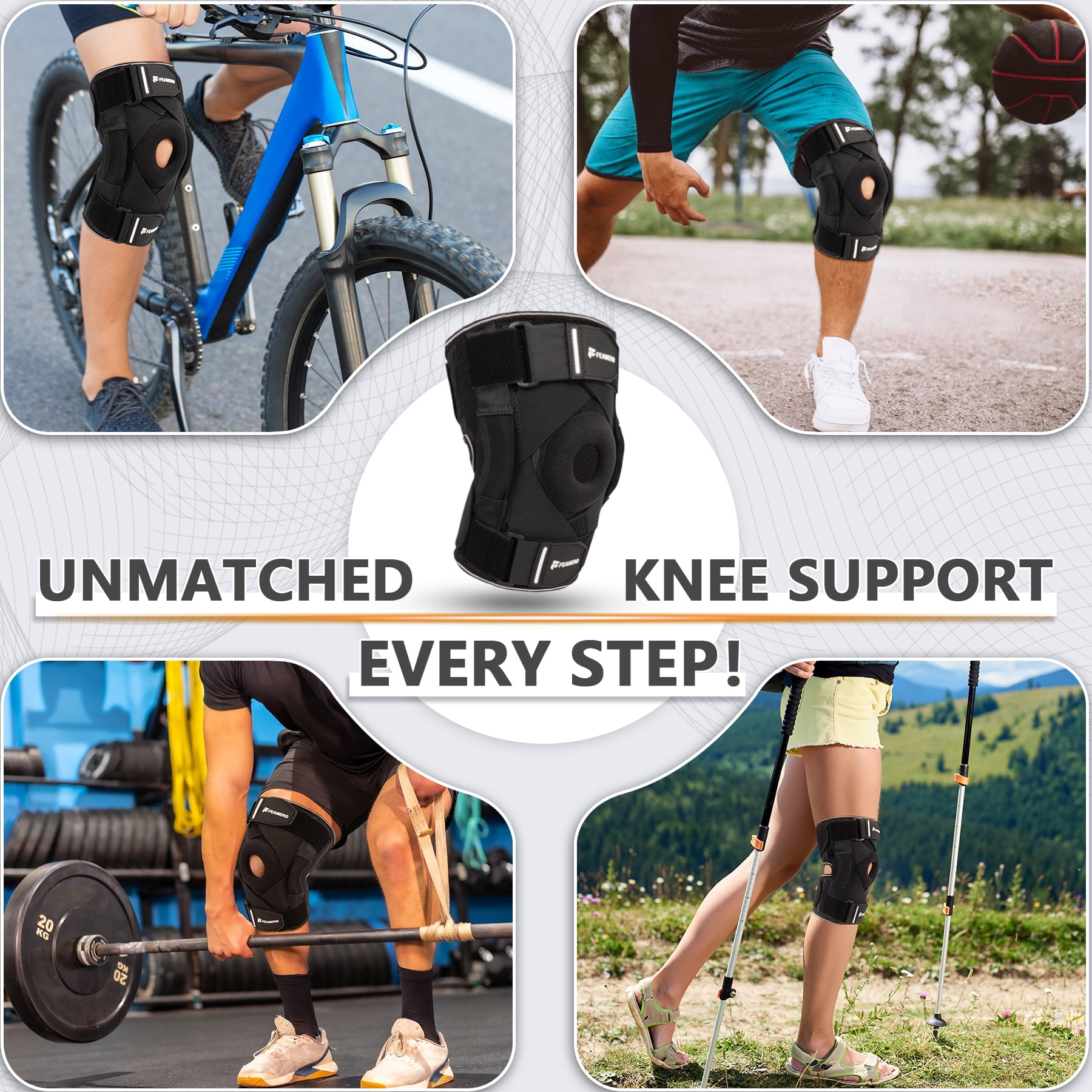 Feamero Knee Brace for Knee Pain, Hinged Knee Brace with Side Stabilizers and Cross Compression Straps for Meniscus Tear, Arthritis, Joint Support，Adjustable for Women Men - Small