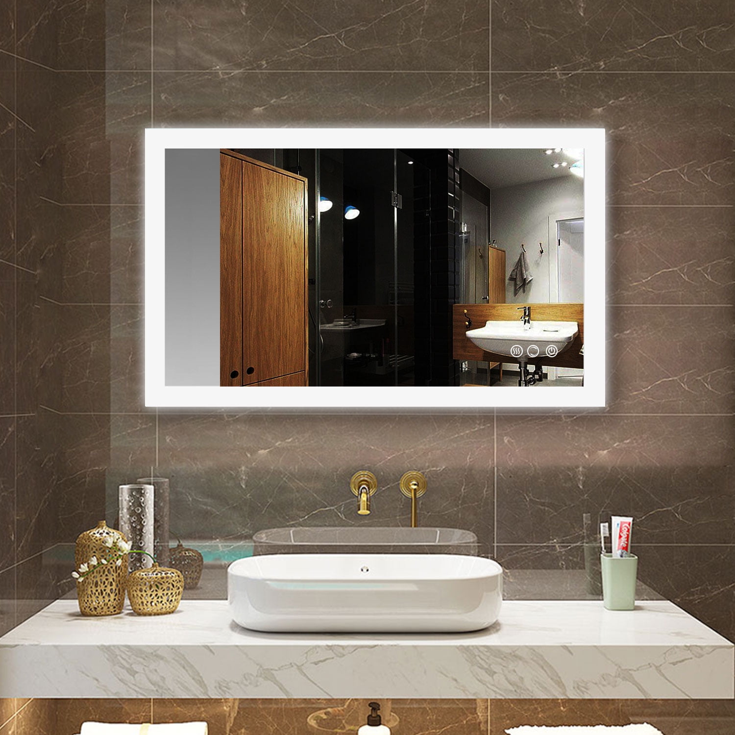 Details about   XX-Large LED Illuminated Wall Bathroom Makeup Mirror Demister Vertical Magnifier 