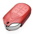 thumbnail image 3 of Vitodeco Genuine Leather Keyless Smart Key Fob Case Cover with Key Chain Compatible for Maserati Ghibli, Levante, Quattroporte (Remote Start, Red), 3 of 6