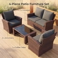 thumbnail image 2 of POTEBAN Patio Wicker Furniture Set, 4-Piece Wicker Outdoor Conversation Set with Coffee Table, Brown Rattan Sofa Set for Balcon, Backyard, Grey, 2 of 7