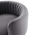 thumbnail image 6 of Armchair Swivel Accent Tufted Chair, Black Grey Gray, Velvet, Modern Contemporary, Living Lounge Cafe Room Hotel Lobby Hospitality, 6 of 7