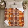 thumbnail image 5 of Autumn Harvest Buffalo Plaid Pumpkins Maple Leaves Decorative, Cozy Friendship Quote Scene, Warm Flannel Blanket for Living Room and Reading Nook, Art Lovers Thanksgiving Gift, Festive Home Decor, 5 of 9