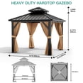 thumbnail image 7 of 10x10 ft Double Roof Hardtop Gazebo, Heavy Duty Galvanised Steel Hardtop Pavilion with Nettings and Curtains, Metal Roof Gazebo for Patio, Terrace, Lawn and Deck, Brown, 7 of 7