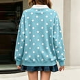 thumbnail image 6 of Evdexr Long Sleeve Shirts for Women Polka Dot Tops Oversized Collar Y22k Polo Shirts Casual Loose Streetwear Rugby Tshirts Light Blue L, 6 of 6