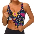 thumbnail image 3 of Balery Cinco De Mayo Floral Pattern Racerback Sports Bras for Women - Padded Seamless High Impact Support for Yoga Gym Workout Fitness-Small, 3 of 8