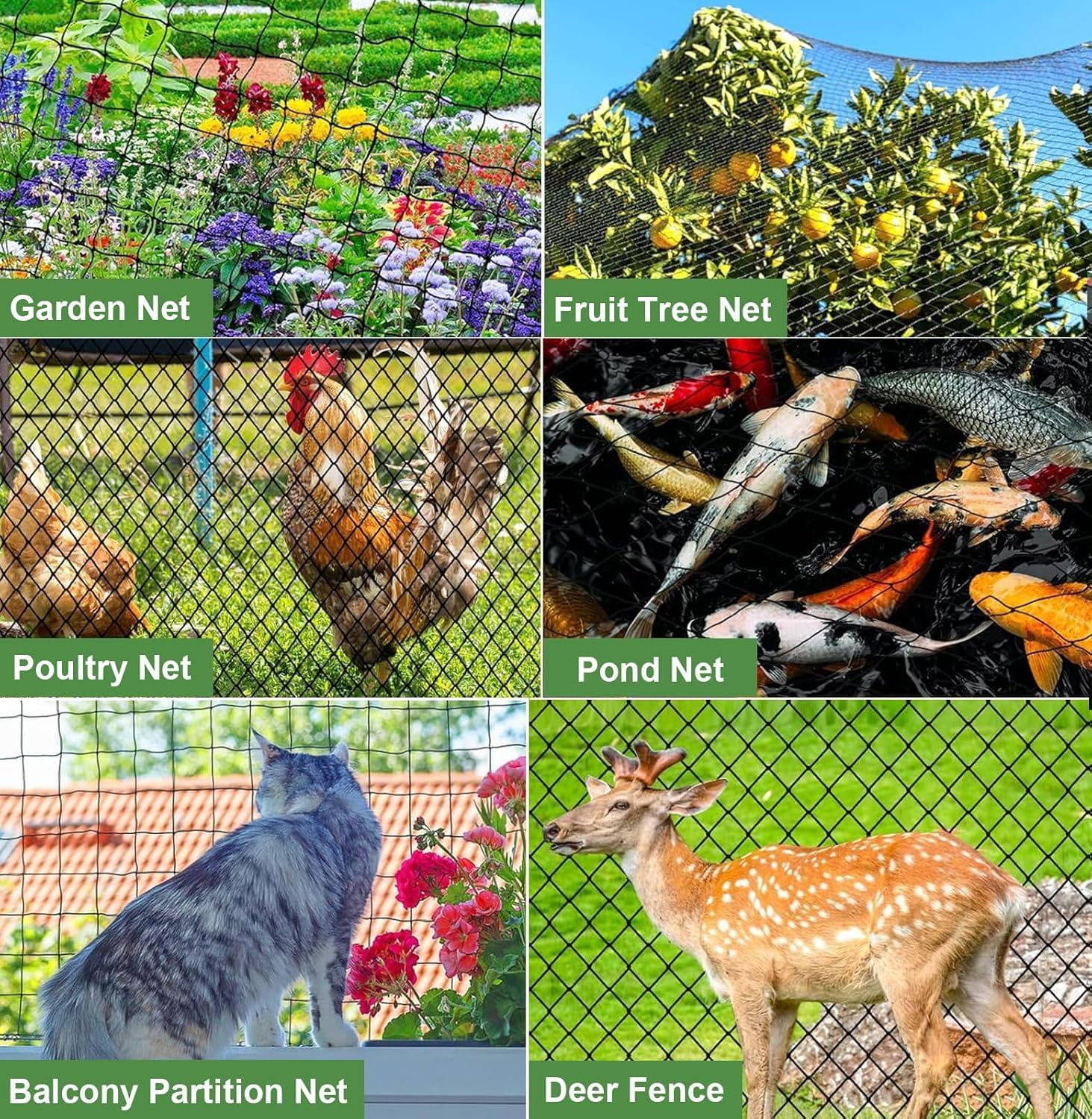 Poultry Netting 16x50 ft, 2" Square Mesh Heavy Duty Chicken Run Net, Garden Netting to Protect Plants, Fruit Trees, Vegetables from Birds, Deer, Pests & Animals for Farm, Orchard, Coop