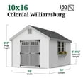 thumbnail image 3 of Little Cottage Co. 10x16 Colonial Williamsburg Shed with Operable Windows and Floor, Outdoor Wood Storage Do-It-Yourself Precut Kit, 3 of 14