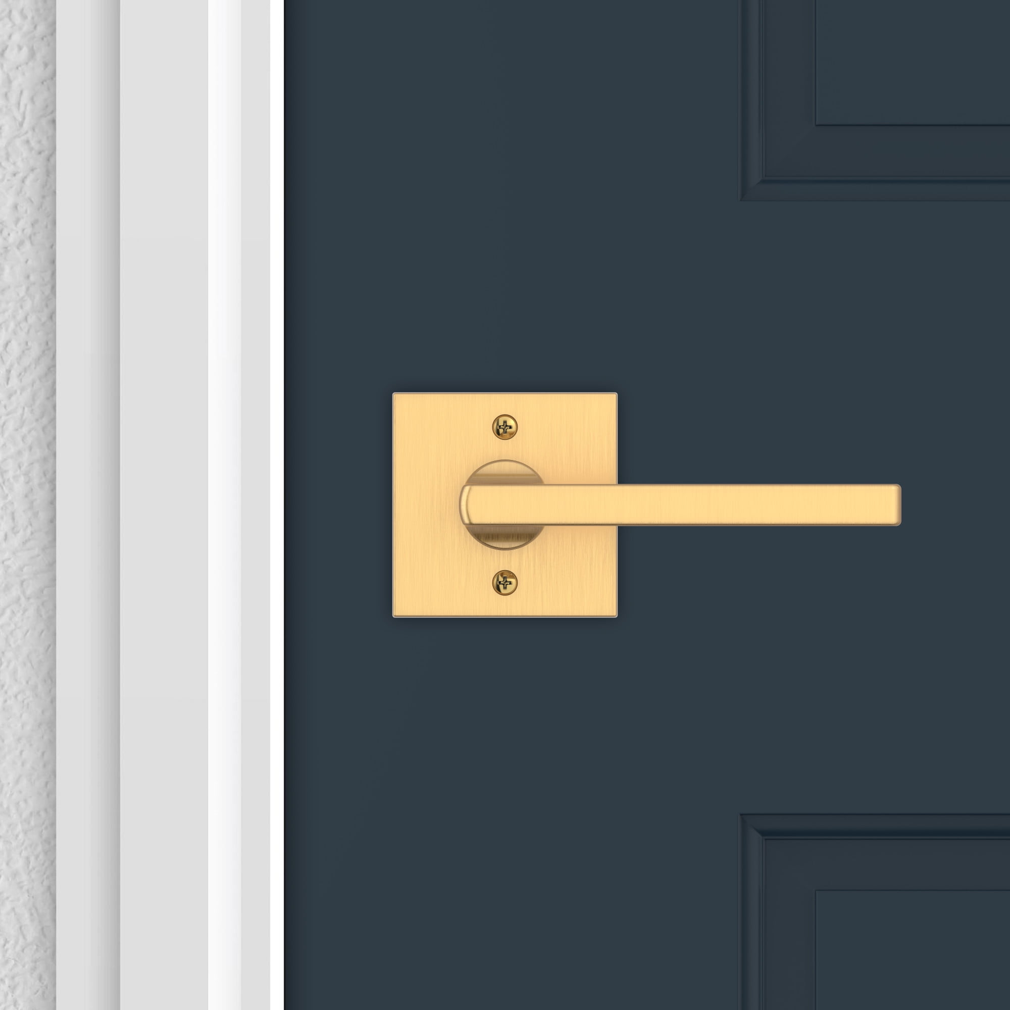 Baldwin Reserve PSSQUCSR141 Passage Handleset Square Lever and Contemporary Rose Bright Nickel Finish