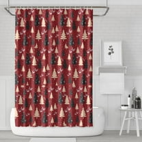 Red Christmas Tree Pattern Shower Curtain 72"x72" ,Bathroom Decorative Shower Curtains Set with 12 Hooks,Modern Waterproof Washable Shower Curtain