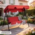 thumbnail image 6 of Ktaxon 3-Person Porch Swing with Stand, Outdoor Swing Chair with Adjustable Canopy & Cushion, Red, 6 of 7