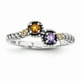 thumbnail image 2 of 14K Two-Tone Gold Ring Band Mother's & Family Yellow Semi Mount Diamond center Stone Mounting 8 mm, 2 of 4