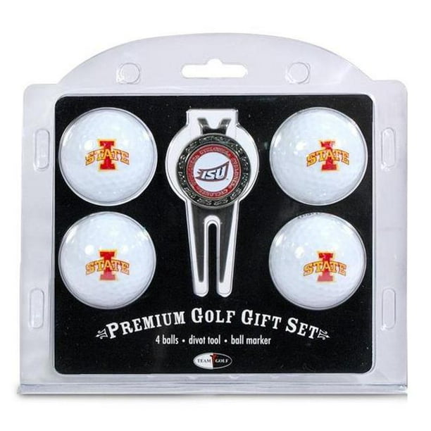 Team Golf 25906 Iowa État Cyclones Pack de 4 Balles de Golf et Outil de Plongée Ensemble Cadeau