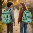 thumbnail image 4 of HUIACONG Green Tropical Dino Kids Backpack for Teen Boys Large Capacity Water Resistant for Back to School Elementary High School Daily Travel, 4 of 7