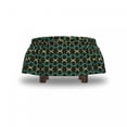 thumbnail image 4 of Geometric Ottoman Cover, Hexagons and Stars, 2 Piece Slipcover Set with Ruffle Skirt for Square Round Cube Footstool Decorative Home Accent, Standard Size, Olive Green Sea Green, by Ambesonne, 4 of 5