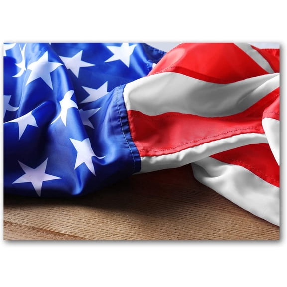 Small World Greetings American Flag USA Note Cards 12 Count - Blank Inside with White Envelopes - Patriotic Stationery - Veteran's Day - Military - A2 Size (5.5" x 4.25")