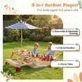 thumbnail image 5 of Gymax 3-in-1 Wooden Sandbox w/Foldable Umbrella Convertible Picnic Table Benches, 5 of 10