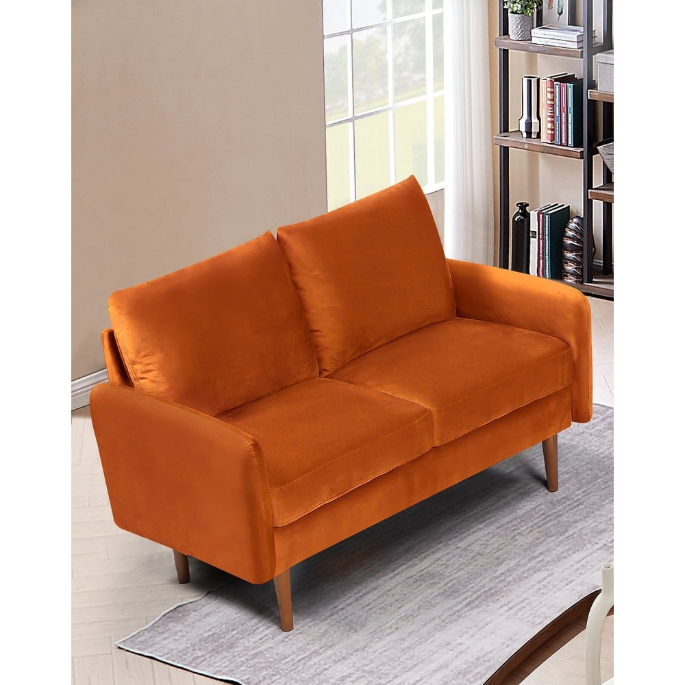 Uspridefurniture Maryellen 58''W Velvet Loveseat, Orange