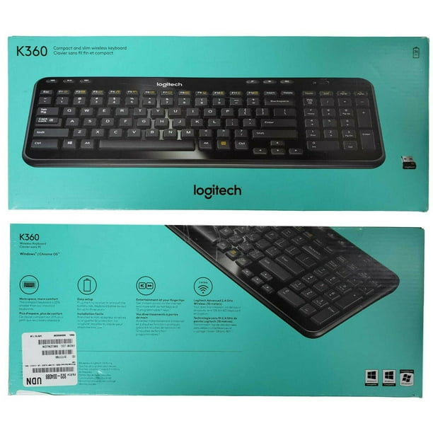 K360 USB Desktop Keyboard, 3-Year Battery Life (Glossy Black), Open Box -