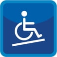 thumbnail image 1 of Señalamiento: "Rampa para personas con silla de ruedas", azul y blanco. Impreso en plástico estireno calibre 40, medidas: 20 x 20 cm, para interior y exterior. Letrero, Señal cuadrada informativa., 1 of 3