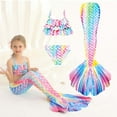 thumbnail image 2 of shqvo Girls Bathing Suit 3PCS Hot Spring Bikini Swimsuits with Fish Tail Kids Beach Set for Kid, 2 of 7