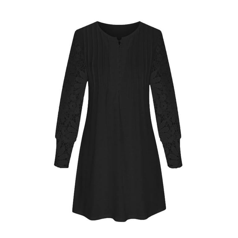 Finelylove Black Dress For Funeral Beach Maxi Dress A-line Long Long Sleeve  Printed Black L - Walmart.com