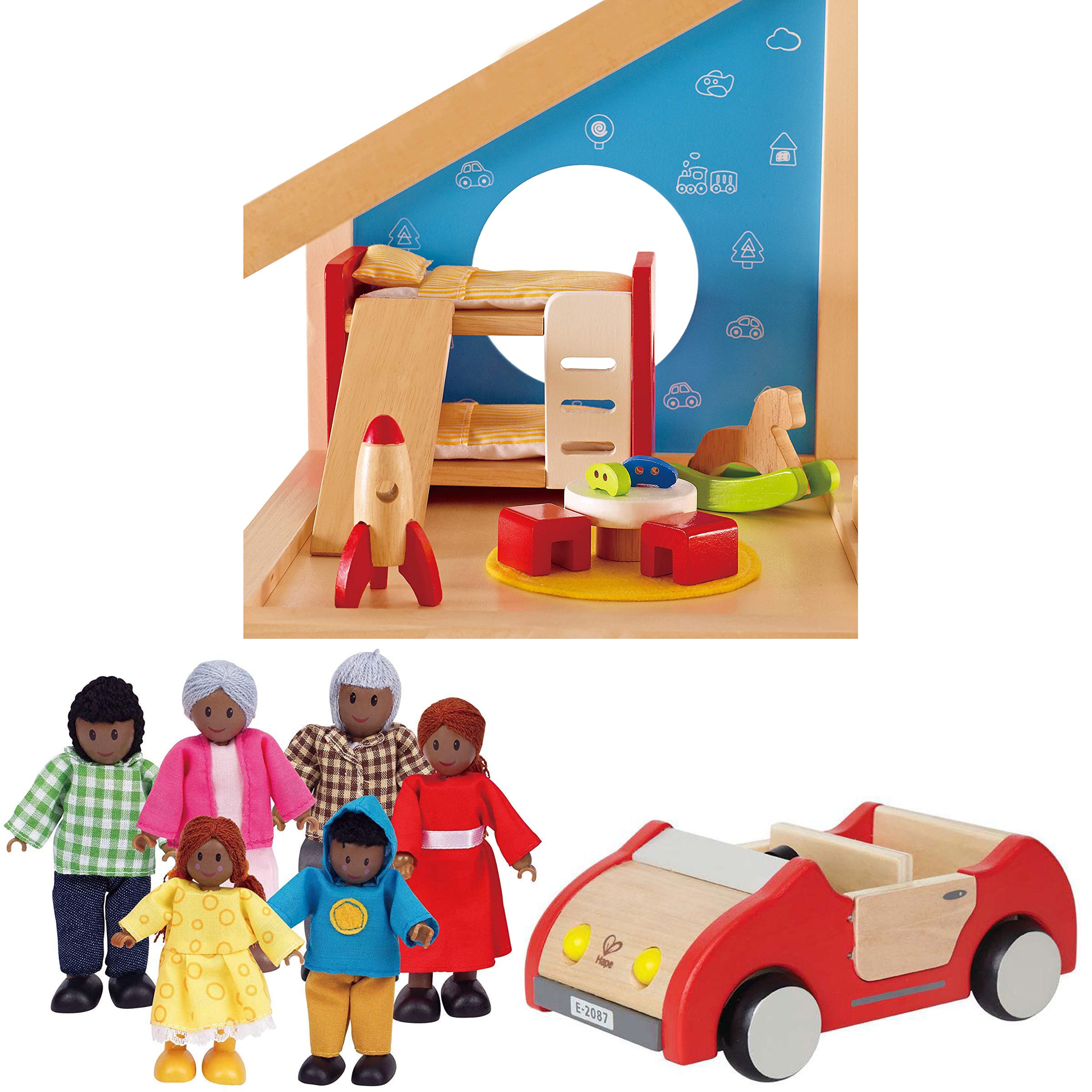Hape Wooden Doll House Furniture Children's Room with Accessories With