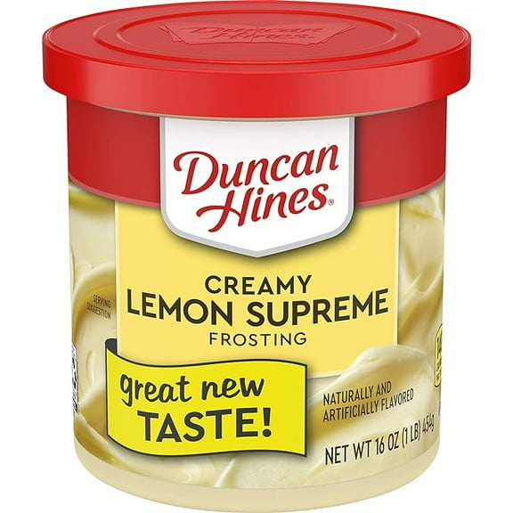 Duncan Hines Creamy Homestyle Lemon Supreme Frosting, 16 Oz Tub (Pack of 2)