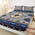 thumbnail image 4 of jejeloiu Vintage Aztec Geometric Bed Sheets,Nautical Tribal Full Size Sheets For Boys,Blue Gray,4 Pieces,1 Flat Sheet, 1 Fitted Sheet and 2 Pillowcases, 4 of 6
