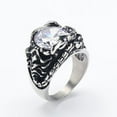 thumbnail image 3 of PAMTIER Unisex Stainless Steel Vintage Creative Personality Round Cut Dragon Claw White Gemstone Scorpion Biker Ring Animal Charm Silver Size 12, 3 of 7