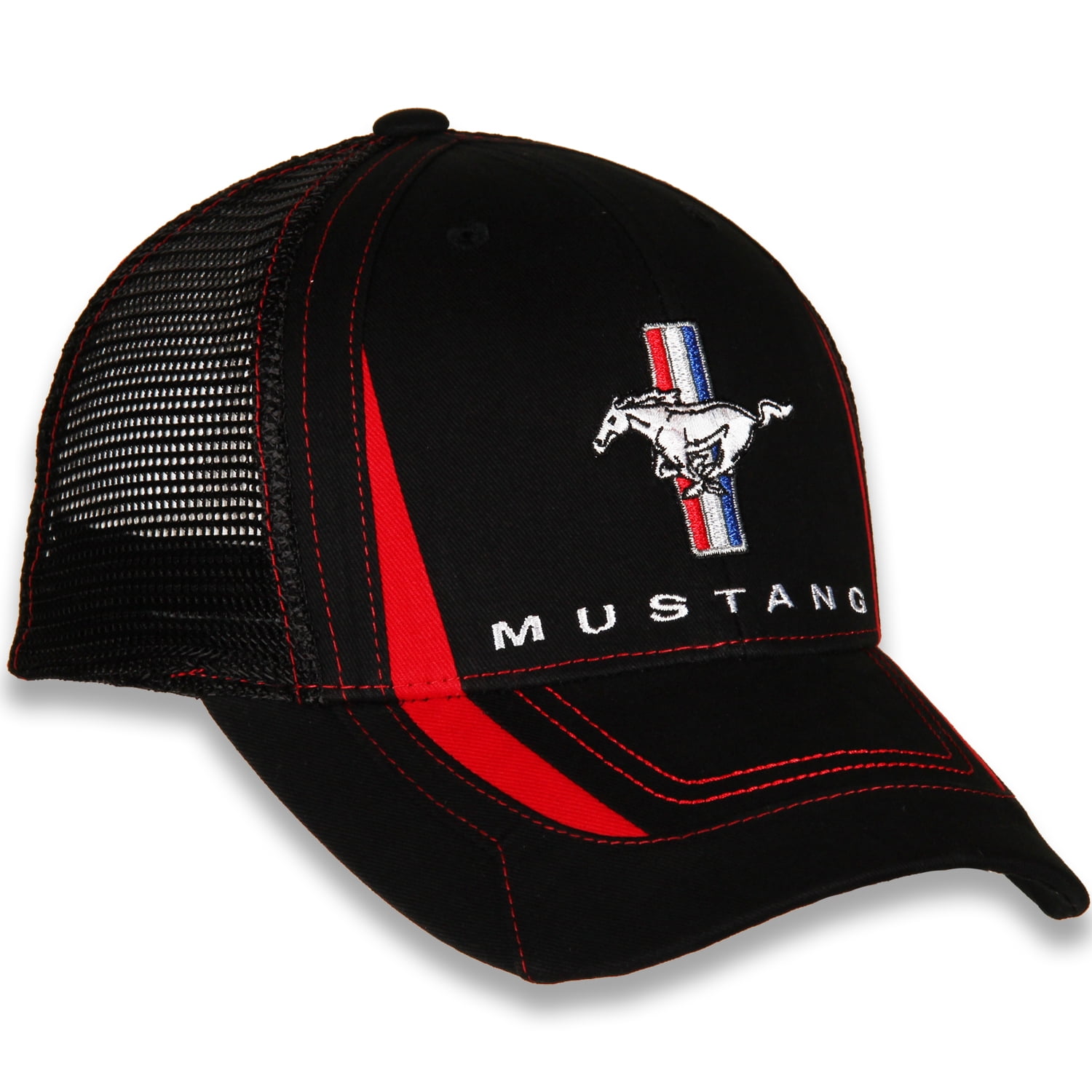 Ford Mustang Red and Black Mesh Hat